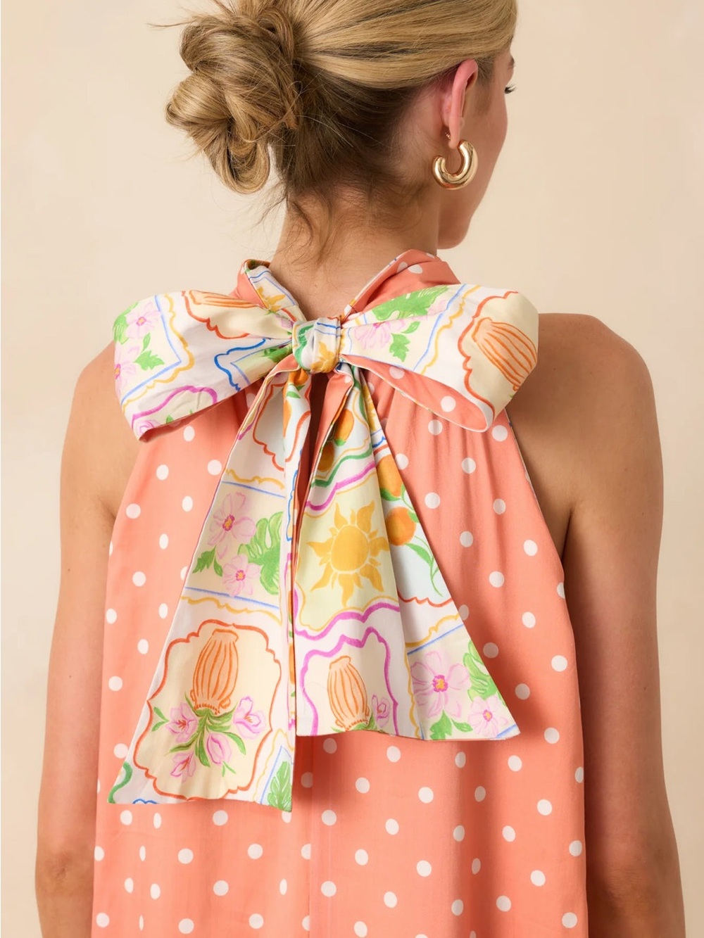 NWT | Prosperina Reversible Sleeveless Halter Maxi Dress Floral Polka Dot Size M - Picture 7 of 11